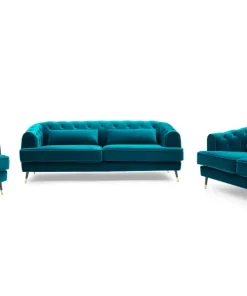 Fauteuil capitonné style boudoir Glams Velours Bleu canard