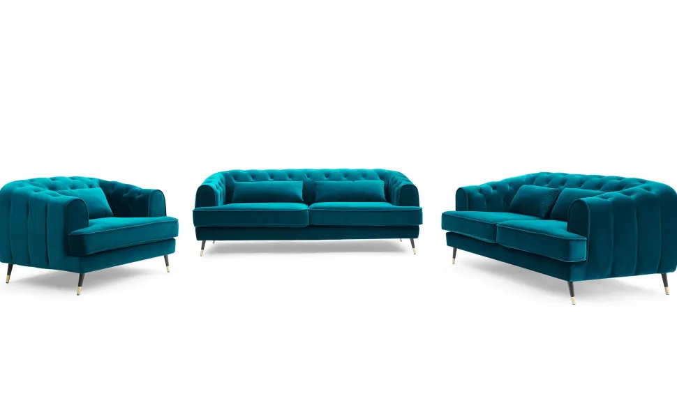 Fauteuil capitonné style boudoir Glams Velours Bleu canard