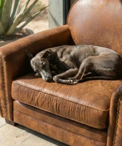 Fauteuil Club Perle Tissu Vintage