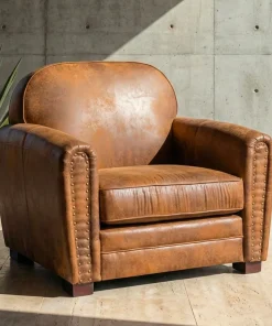 Fauteuil Club Perle Tissu Vintage