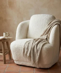 Fauteuil cosy Furdol Tissu Effet peau de mouton Crème