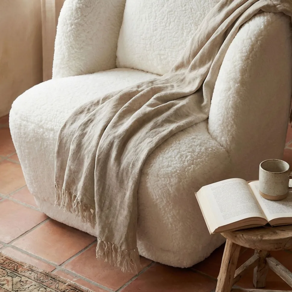 Fauteuil cosy Furdol Tissu Effet peau de mouton Crème