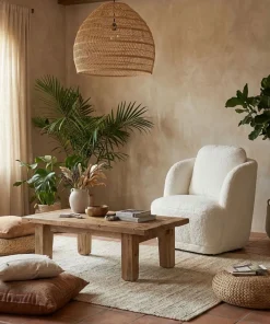 Fauteuil cosy Furdol Tissu Effet peau de mouton Crème
