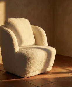 Fauteuil cosy Furdol Tissu Effet peau de mouton Crème