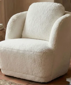 Fauteuil cosy Furdol Tissu Effet peau de mouton Crème