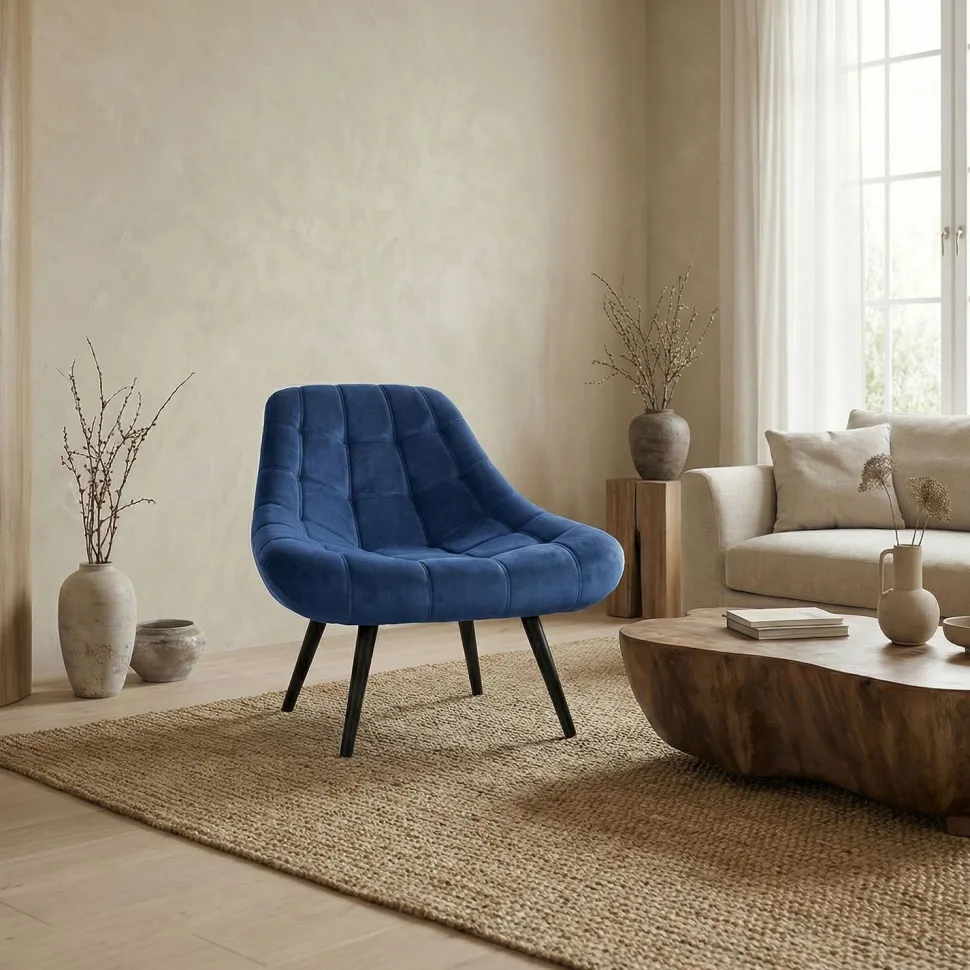 Fauteuil Danios Velours Bleu