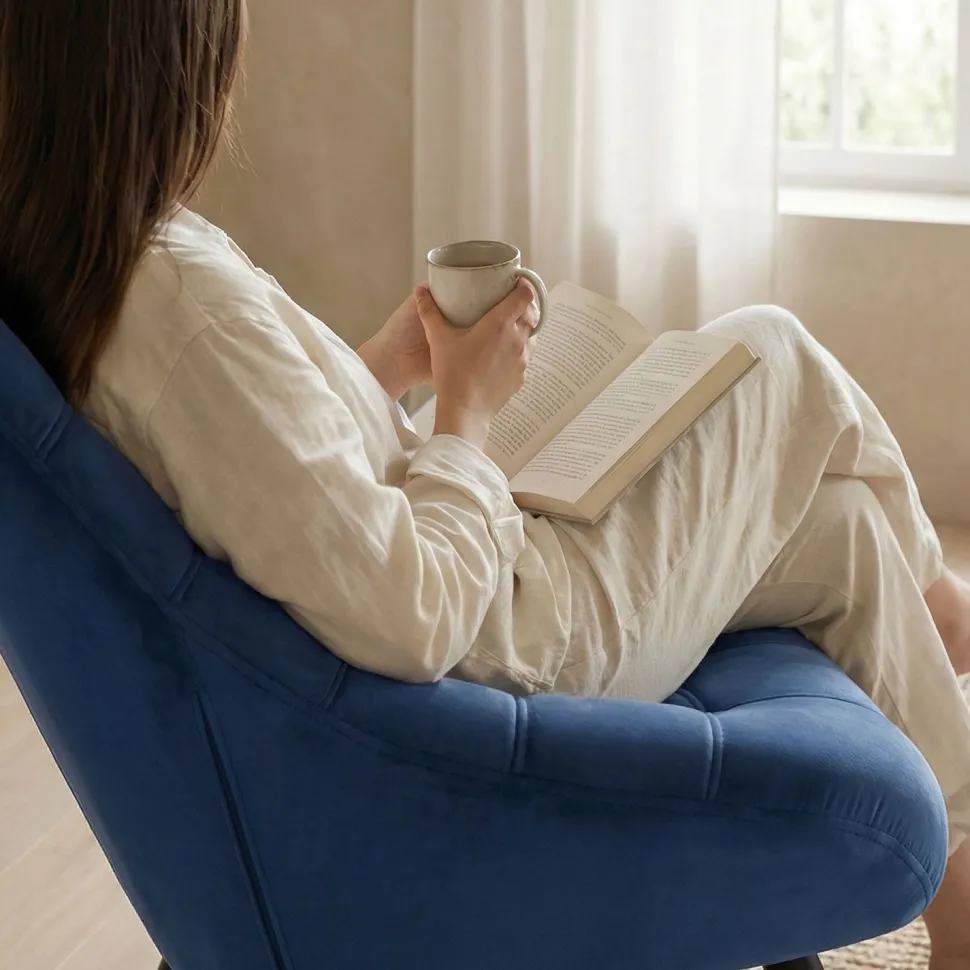 Fauteuil Danios Velours Bleu