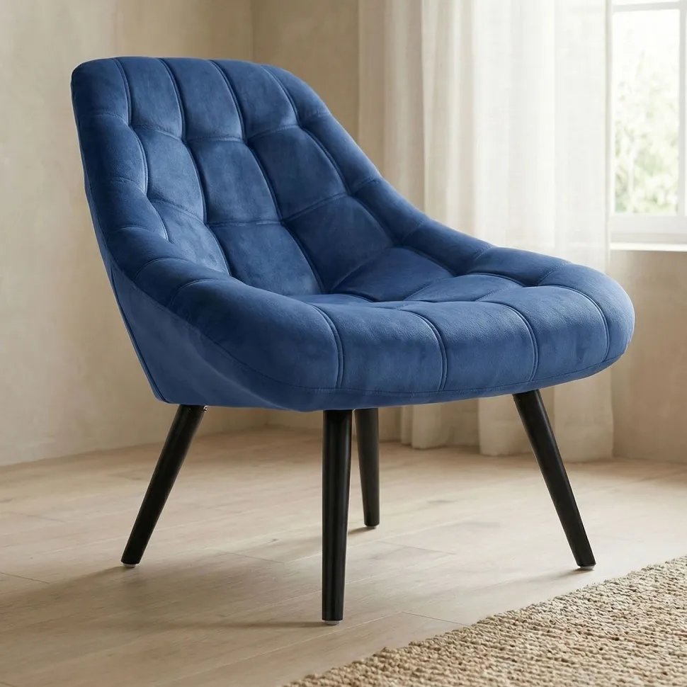 Fauteuil Danios Velours Bleu