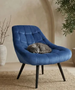 Fauteuil Danios Velours Bleu