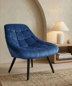 Fauteuil Danios Velours Bleu