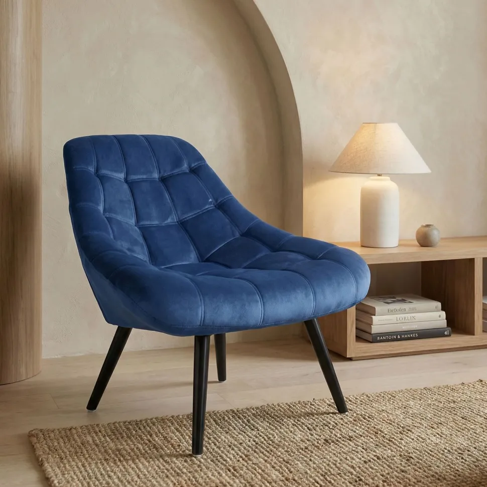 Fauteuil Danios Velours Bleu