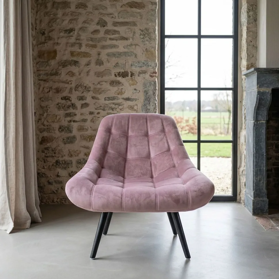 Fauteuil Danios Velours Rose