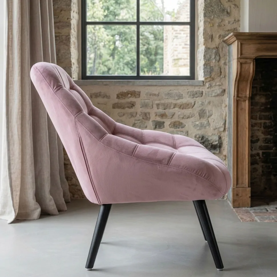 Fauteuil Danios Velours Rose