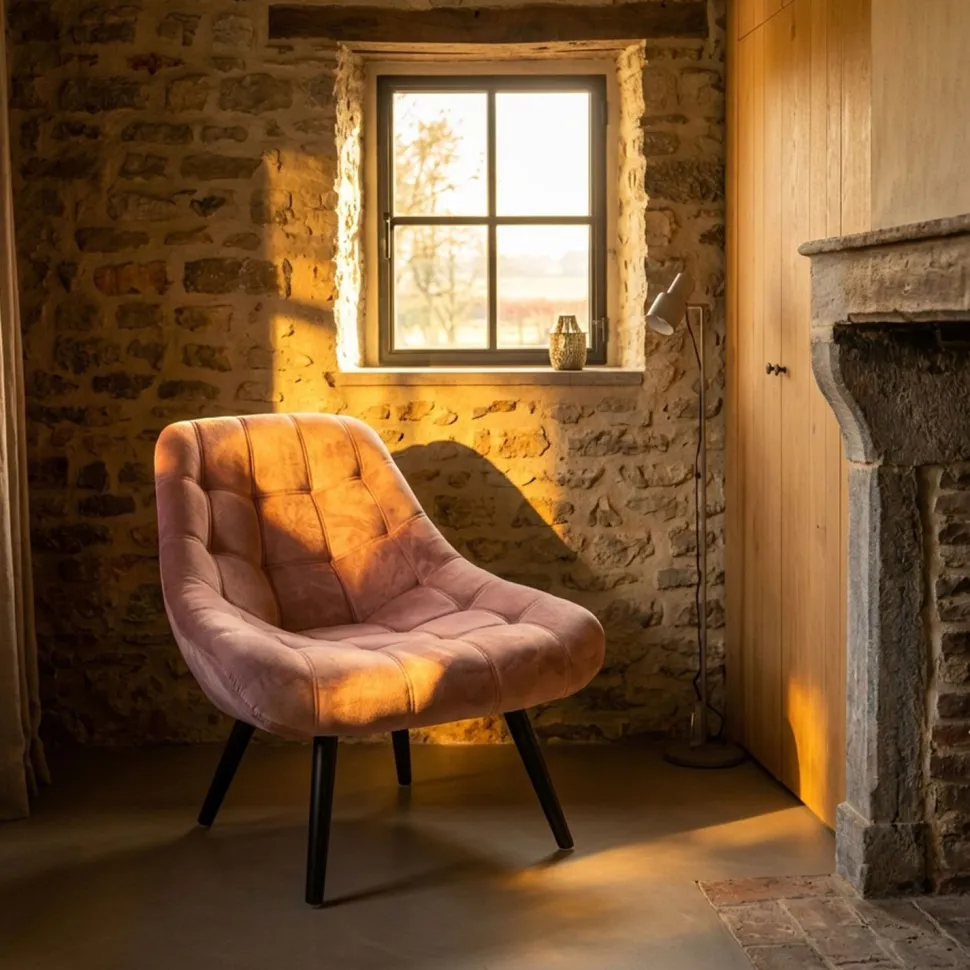 Fauteuil Danios Velours Rose