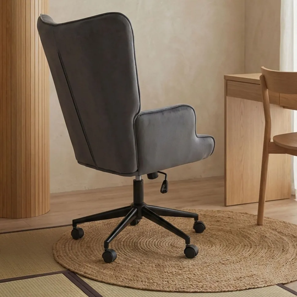 Fauteuil de bureau moderne à haut dossier Florelo Velours Gris