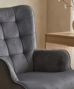 Fauteuil de bureau moderne à haut dossier Florelo Velours Gris