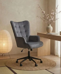 Fauteuil de bureau moderne à haut dossier Florelo Velours Gris