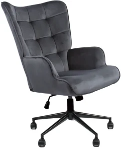 Fauteuil de bureau moderne à haut dossier Florelo Velours Gris
