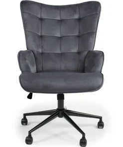 Fauteuil de bureau moderne à haut dossier Florelo Velours Gris