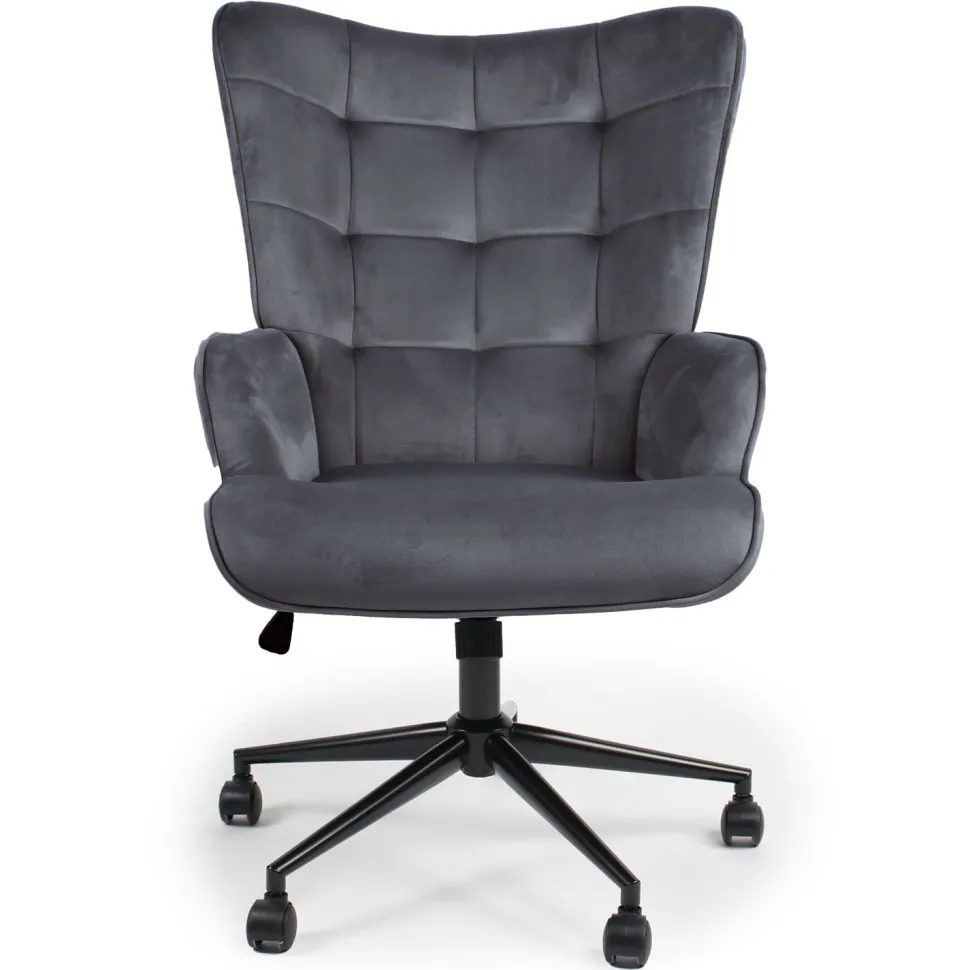 Fauteuil de bureau moderne à haut dossier Florelo Velours Gris
