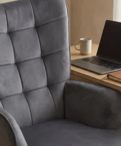 Fauteuil de bureau moderne à haut dossier Florelo Velours Gris