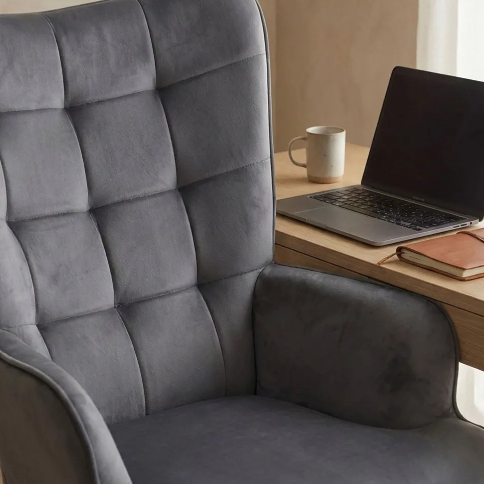 Fauteuil de bureau moderne à haut dossier Florelo Velours Gris