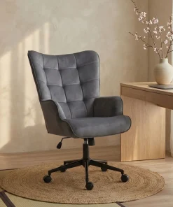 Fauteuil de bureau moderne à haut dossier Florelo Velours Gris