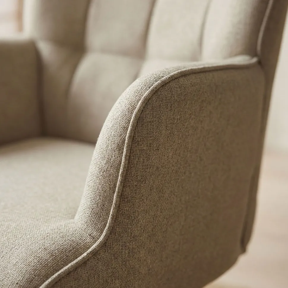 Fauteuil de bureau moderne à haut dossier Florelo Tissu Taupe clair