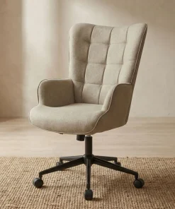 Fauteuil de bureau moderne à haut dossier Florelo Tissu Taupe clair