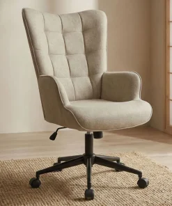 Fauteuil de bureau moderne à haut dossier Florelo Tissu Taupe clair