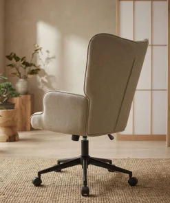 Fauteuil de bureau moderne à haut dossier Florelo Tissu Taupe clair