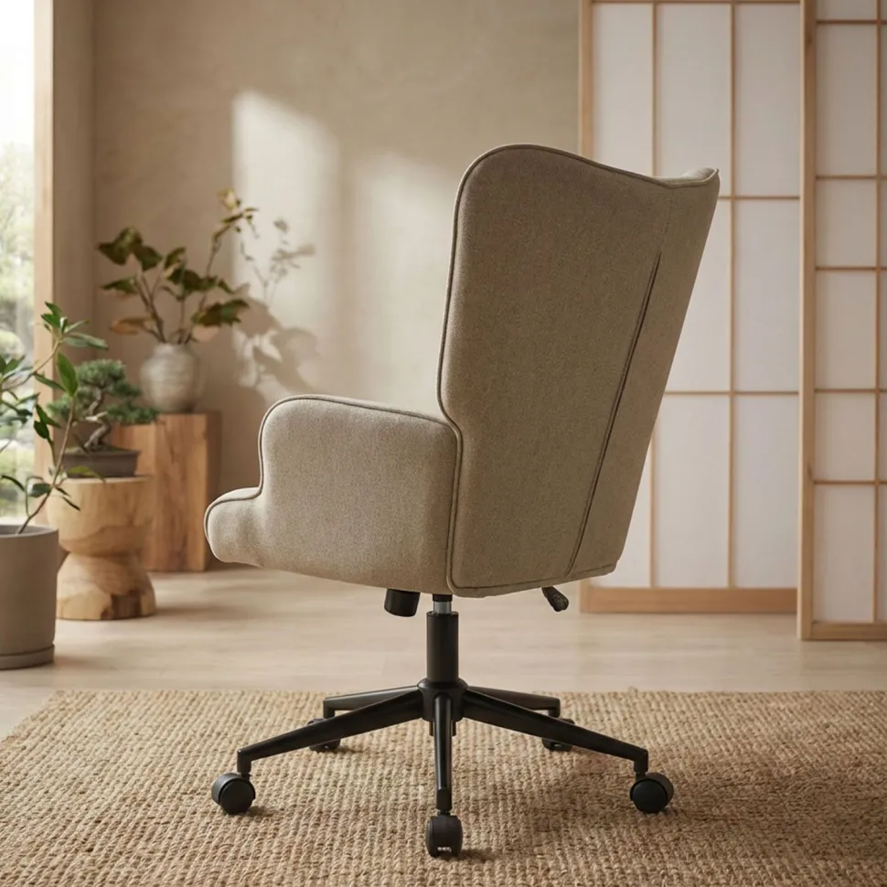 Fauteuil de bureau moderne à haut dossier Florelo Tissu Taupe clair
