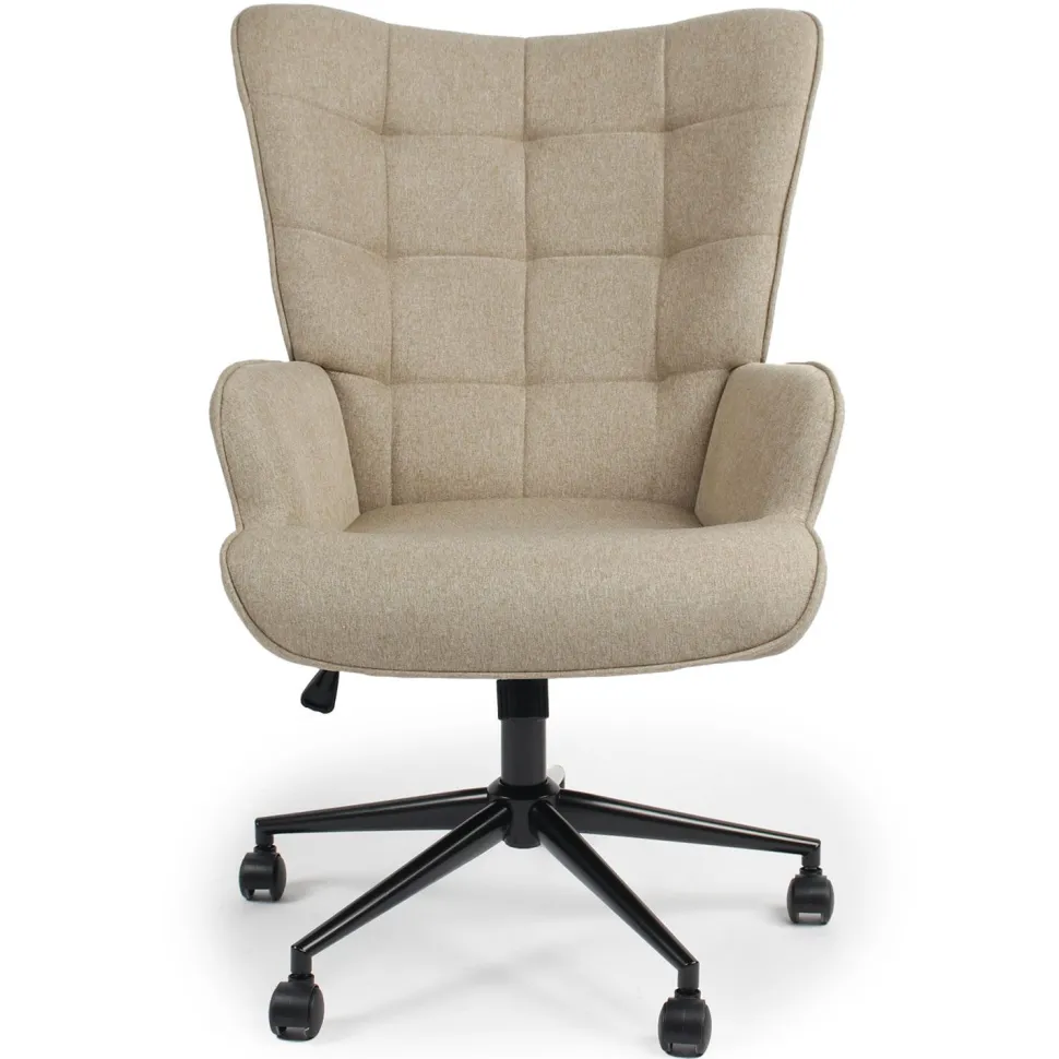 Fauteuil de bureau moderne à haut dossier Florelo Tissu Taupe clair