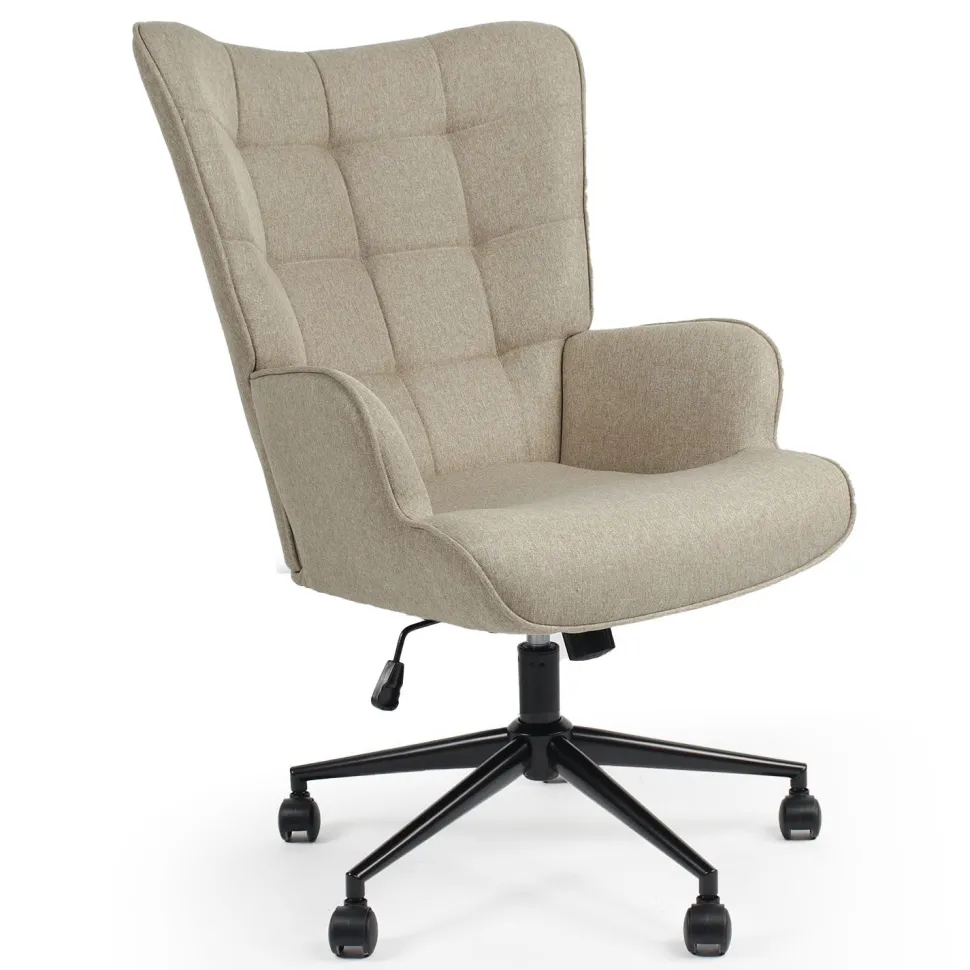 Fauteuil de bureau moderne à haut dossier Florelo Tissu Taupe clair