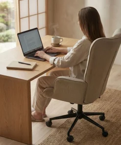 Fauteuil de bureau moderne à haut dossier Florelo Tissu Taupe clair
