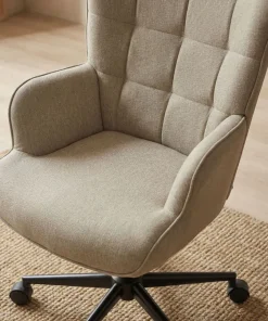 Fauteuil de bureau moderne à haut dossier Florelo Tissu Taupe clair