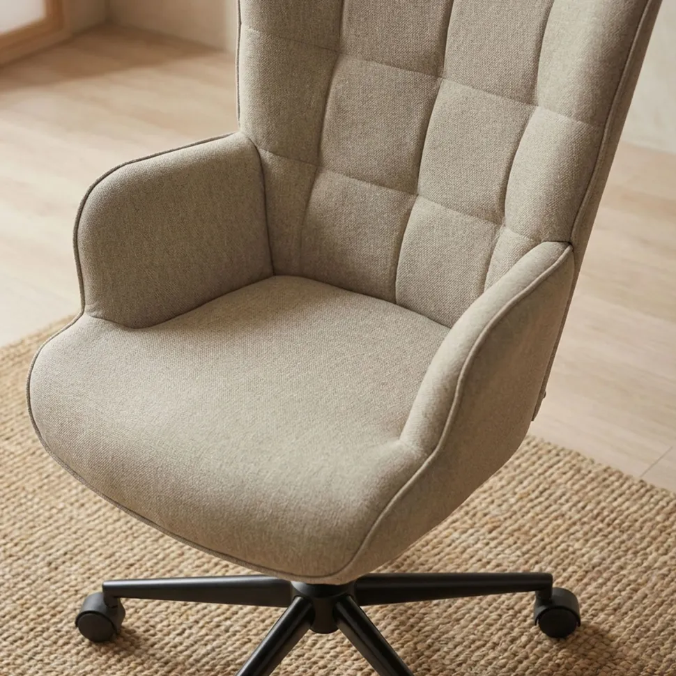 Fauteuil de bureau moderne à haut dossier Florelo Tissu Taupe clair