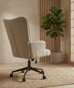 Fauteuil de bureau moderne à haut dossier Florelo Tissu Taupe clair