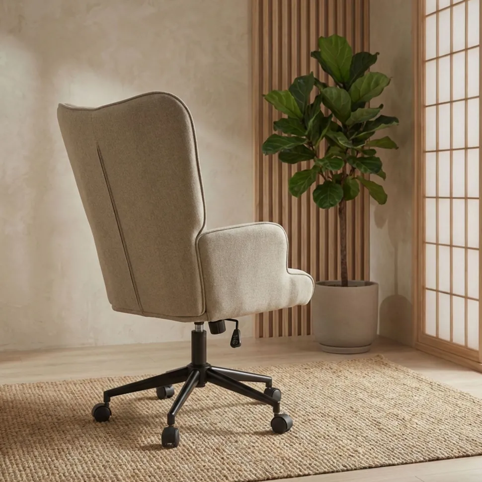 Fauteuil de bureau moderne à haut dossier Florelo Tissu Taupe clair