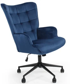 Fauteuil de bureau moderne à haut dossier Florelo Velours Bleu