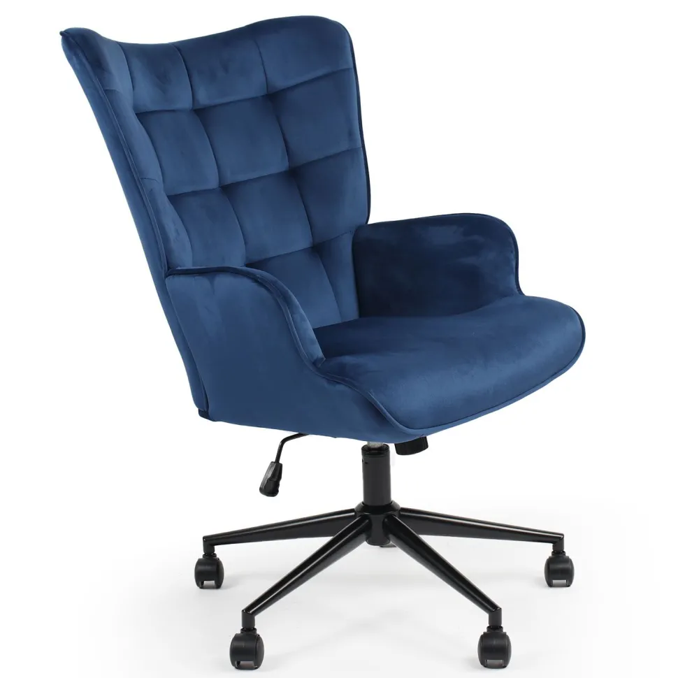 Fauteuil de bureau moderne à haut dossier Florelo Velours Bleu