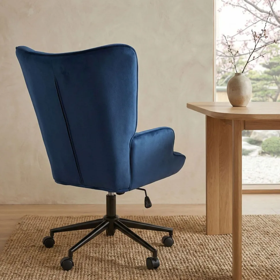 Fauteuil de bureau moderne à haut dossier Florelo Velours Bleu