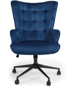 Fauteuil de bureau moderne à haut dossier Florelo Velours Bleu