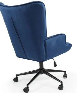 Fauteuil de bureau moderne à haut dossier Florelo Velours Bleu