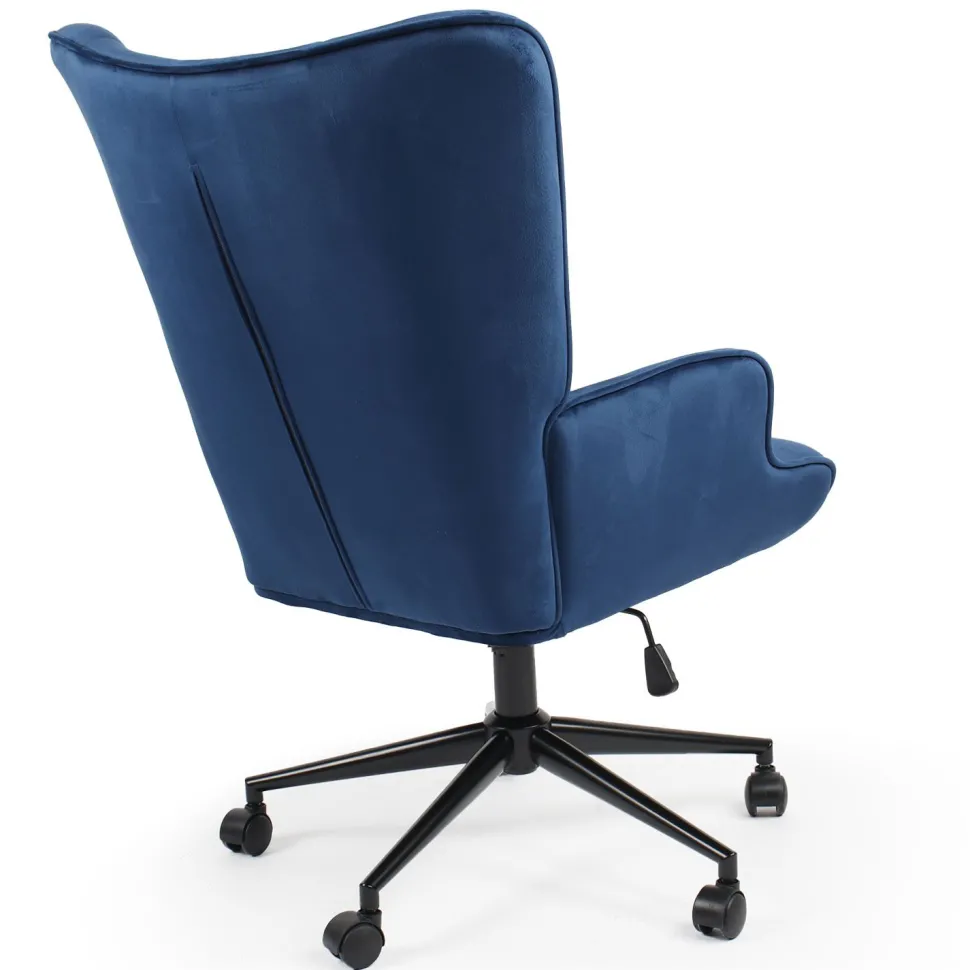 Fauteuil de bureau moderne à haut dossier Florelo Velours Bleu