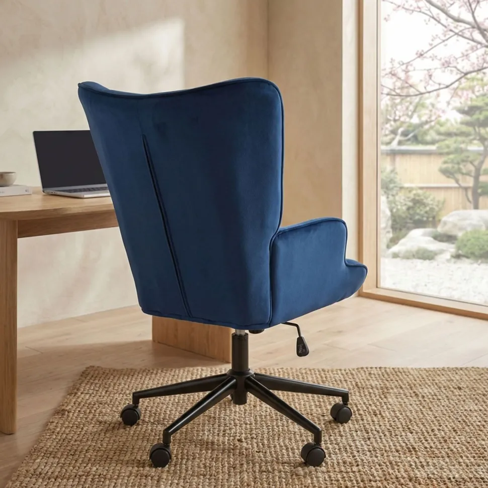 Fauteuil de bureau moderne à haut dossier Florelo Velours Bleu