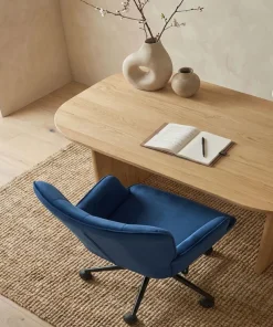 Fauteuil de bureau moderne à haut dossier Florelo Velours Bleu