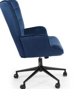 Fauteuil de bureau moderne à haut dossier Florelo Velours Bleu