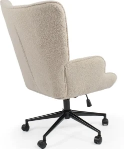 Fauteuil de bureau moderne à haut dossier Florelo Tissu bouclette Beige
