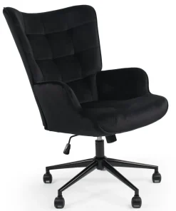 Fauteuil de bureau moderne à haut dossier Florelo Velours Noir